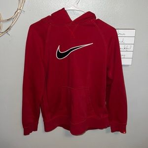 Nike Red Hooded Sweatshirt with Black Swoosh